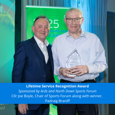 Padraig Braniff receiving the Lifetime Service Recognition Award.
