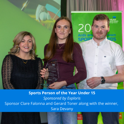 Sara Devany receiving Sports Person of the Year Under 15 award.