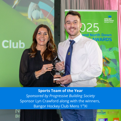 Bangor Hockey Club Mens 1stXI receiving Sports Team of the Year award.