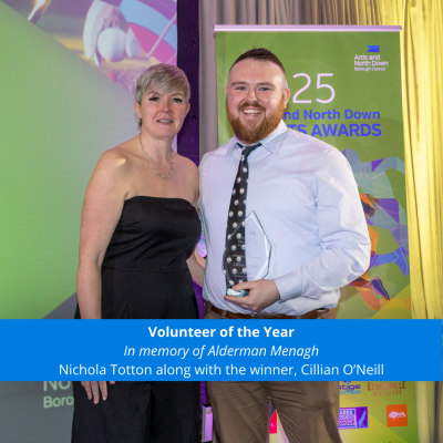 Cillian O'Neill receiving Volunteer of the Year award.